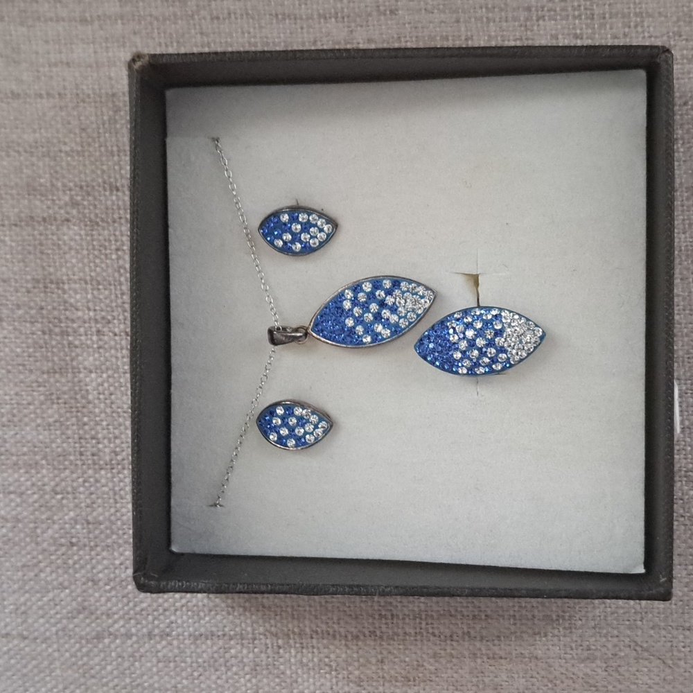 Sterling Silver 3pc Crystal Jewelry Set